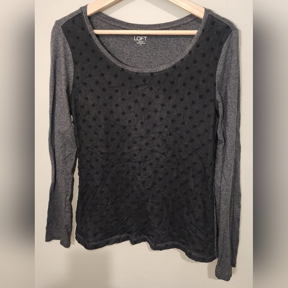 LOFT Black Layered Long Sleeve Blouse - Picture 1 of 3